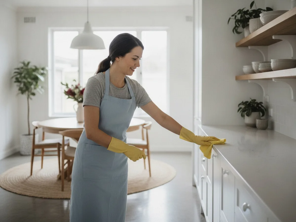 A friendly Maid in Melbourne cleaner at work in a Melbourne home